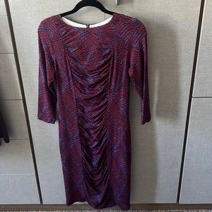 Rutched front dress with 3/4 sleeves